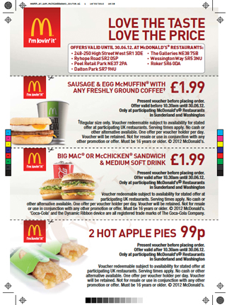 McDonalds Voucher print sample on NRG Print section McDonalds Voucher print sample on NRG Print section